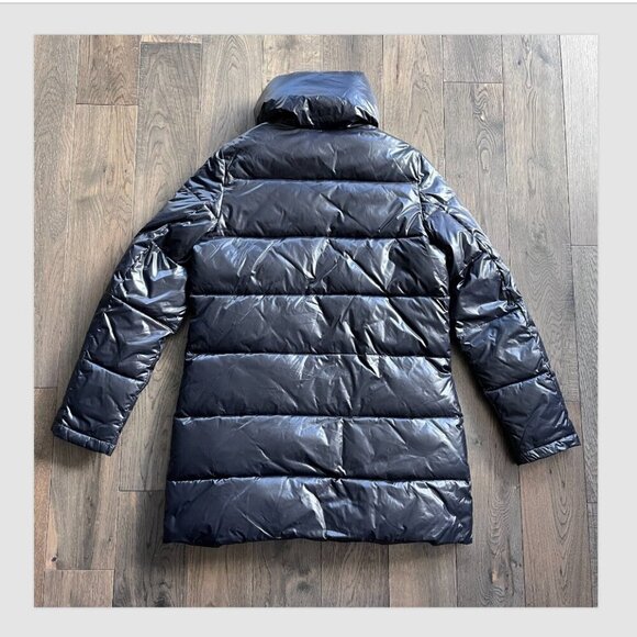 Haven Outerwear Mid-Length Shiny Black Puffer Jacket Size XS Insulated Quilted - Picture 5 of 9